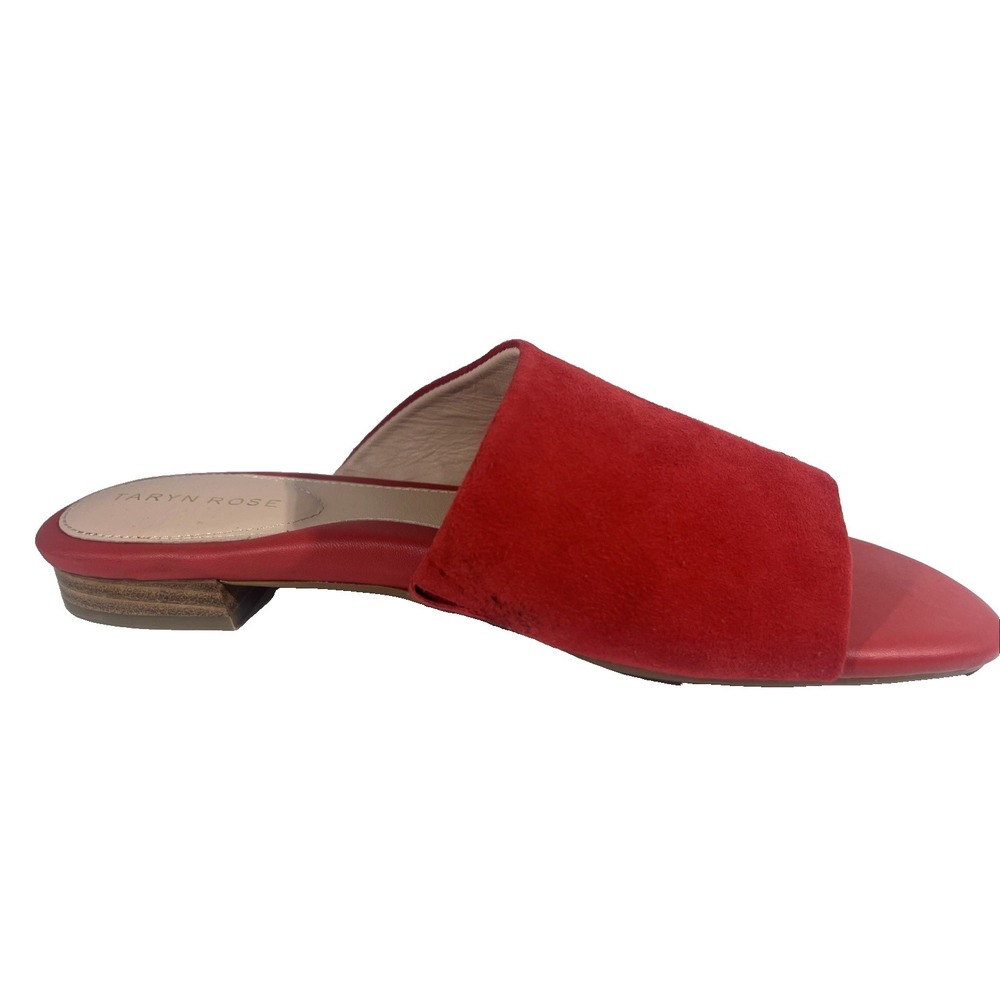 NWOB Taryn Rose Vanessa Suede Slip-on Flat Mules Slides Red Women's 9B Comfort